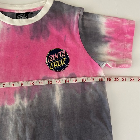 SANTA CRUZ Skateboard Contra Dot Pink Gray Tie Dye short sleeve Tee Shirt- small - Picture 5 of 8